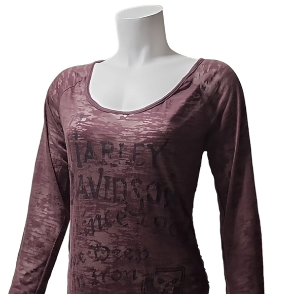 HARLEY DAVIDSON VINTAGE Long Sleeve Tee S Ripped Back Biker Moto Bikercore - Picture 5 of 13